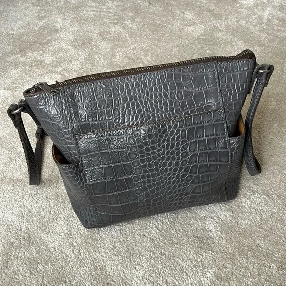 Patricia Nash Gray Crocodile-Embossed Shoulder Bag - Picture 3 of 16